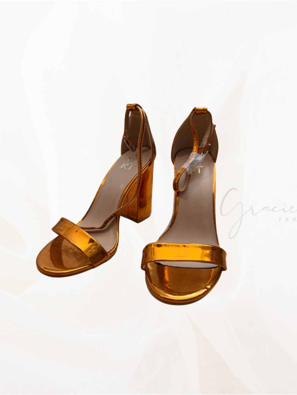 NEW Yoki Metallic Amber Block Heel Sandals